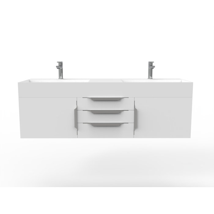 Latitude Run® Russett 60" WallMounted Double Bathroom Vanity Set Wayfair